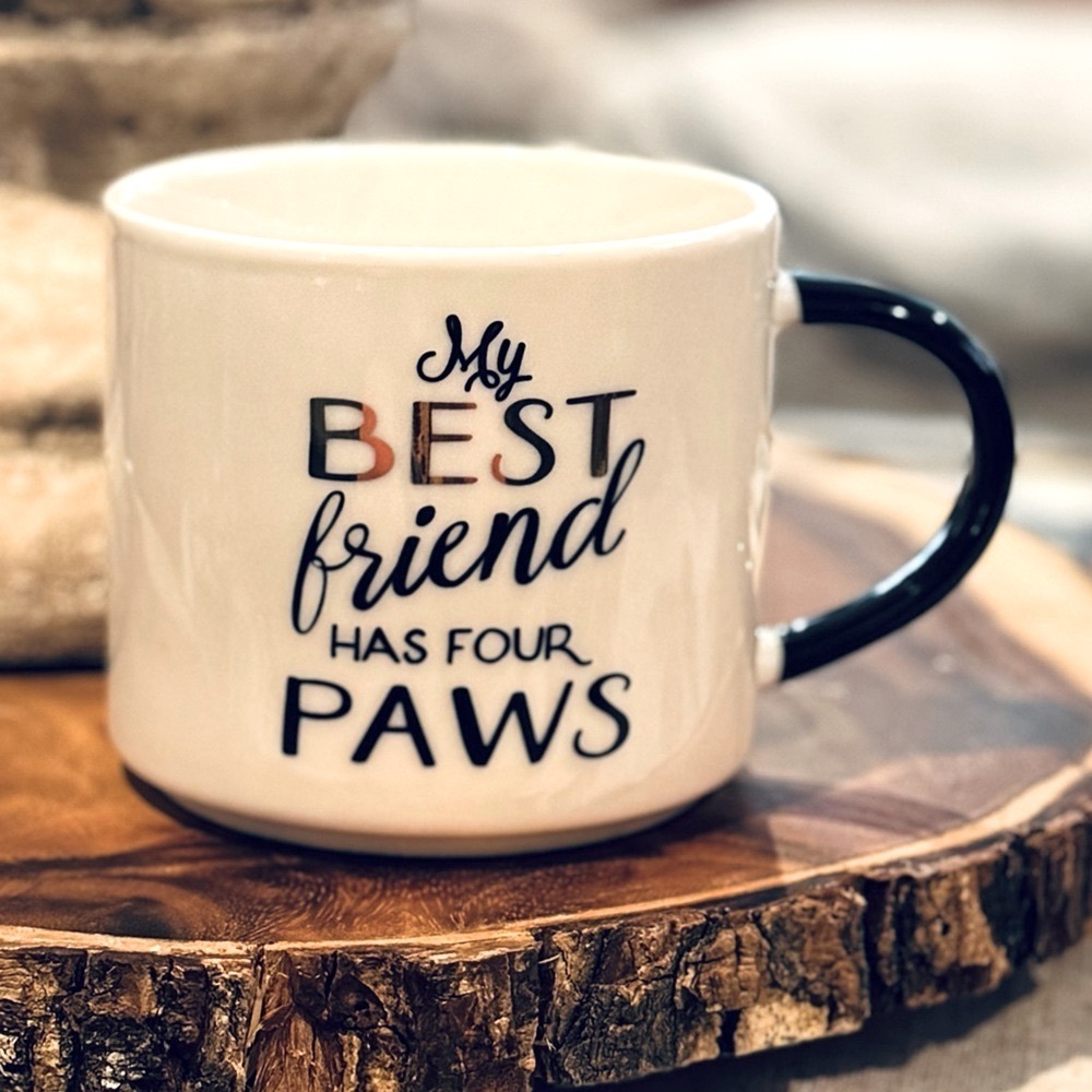 Threshold 15oz Porcelain “My Best Friend Has Four Paws” Stackable Mug White/Gold